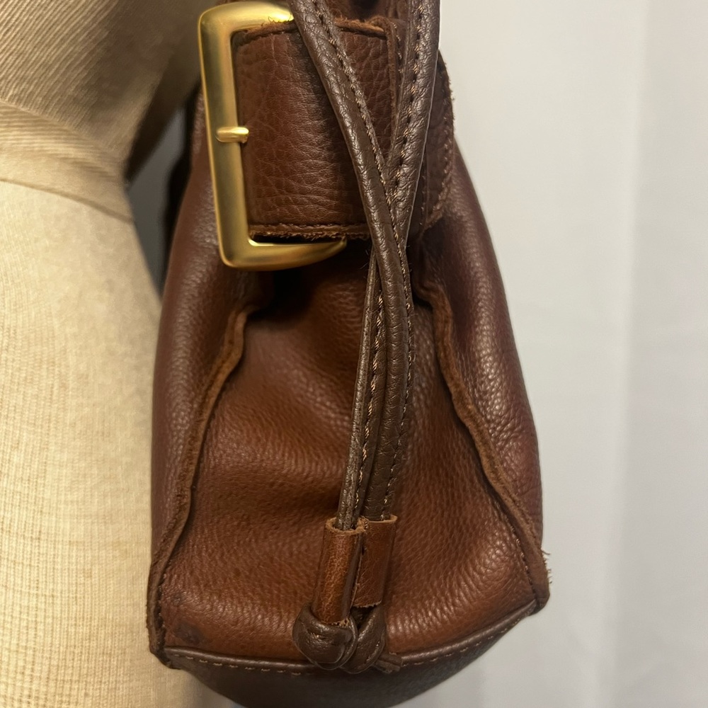 A.N.A. Boho Women’s Leather Bag Purse Brown Marked Shoulder Straps Side Buckles - Picture 3 of 14